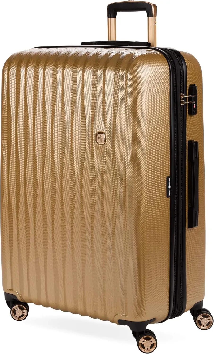 SwissGear 7272 Energie Expandable Hardside Luggage with Spinner Wheels and TSA Lock, Gold, Checked-Large 27-Inch