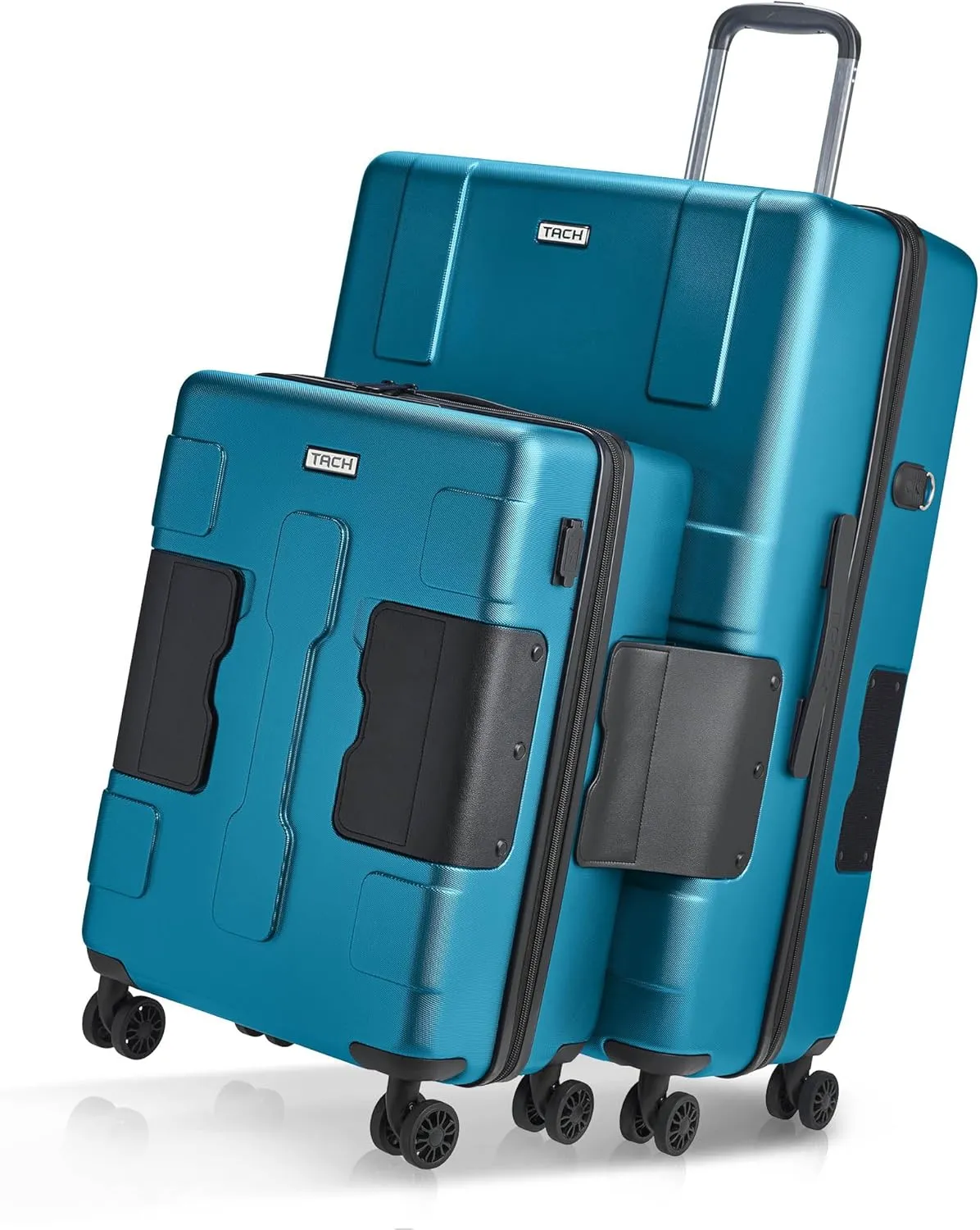 Tach V3.1 Hard Shell 2 Piece Luggage Set - 20 & 28 inch Luggage | Carry On & Large Checked Suitcases | Patented Built-In Connecting System | Rolling Suitcase Links 9 Bags (Sky Blue)