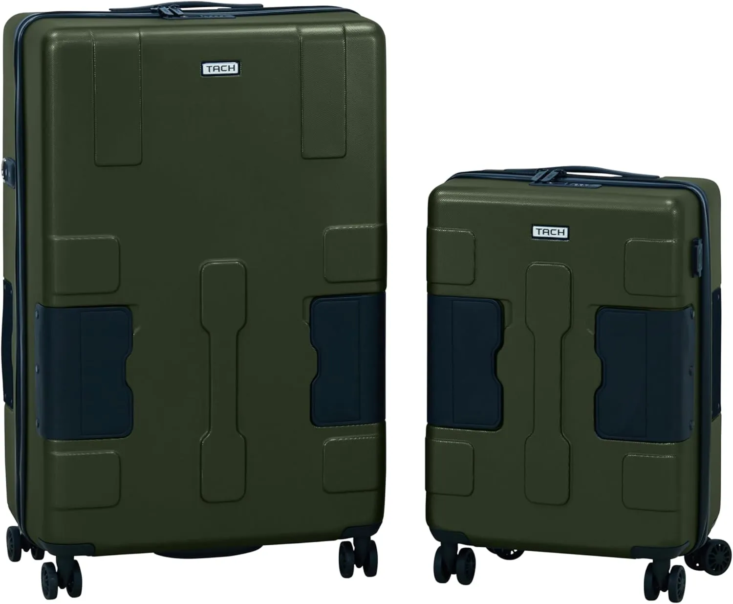 Tach V3.1 Hard Shell 3 Piece Luggage Set - 20, 24 & 28 inch Luggage | Carry On, Medium & Large Checked Suitcases | Patented Built-In Connecting System | Rolling Suitcase Links 9 Bags (Green)