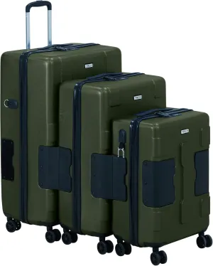 Tach V3.1 Hard Shell 3 Piece Luggage Set - 20, 24 & 28 inch Luggage | Carry On, Medium & Large Checked Suitcases | Patented Built-In Connecting System | Rolling Suitcase Links 9 Bags (Green)
