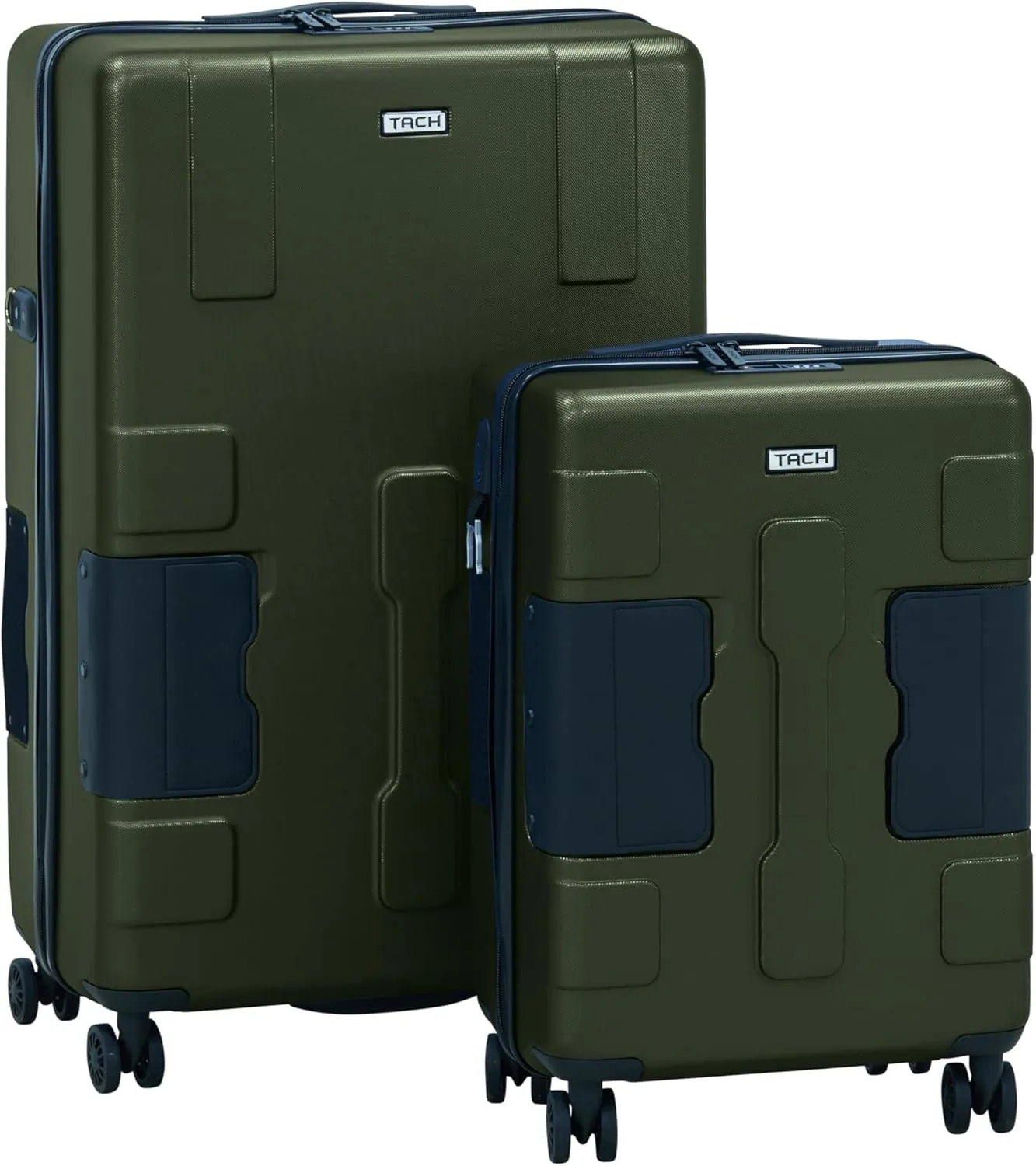 Tach V3.1 Hard Shell 3 Piece Luggage Set - 20, 24 & 28 inch Luggage | Carry On, Medium & Large Checked Suitcases | Patented Built-In Connecting System | Rolling Suitcase Links 9 Bags (Green)