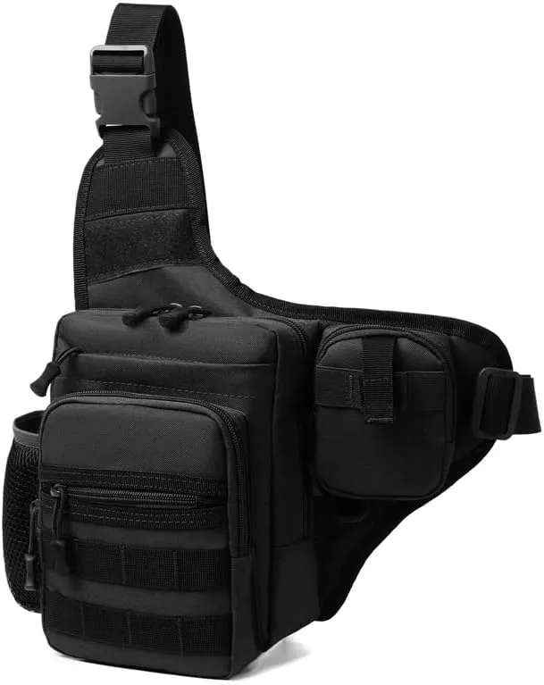 Tactical Backpack Multifunctional Outdoor Large Capacity Sling Shoulder Crossbody Bag for Every Day Carry (Black)