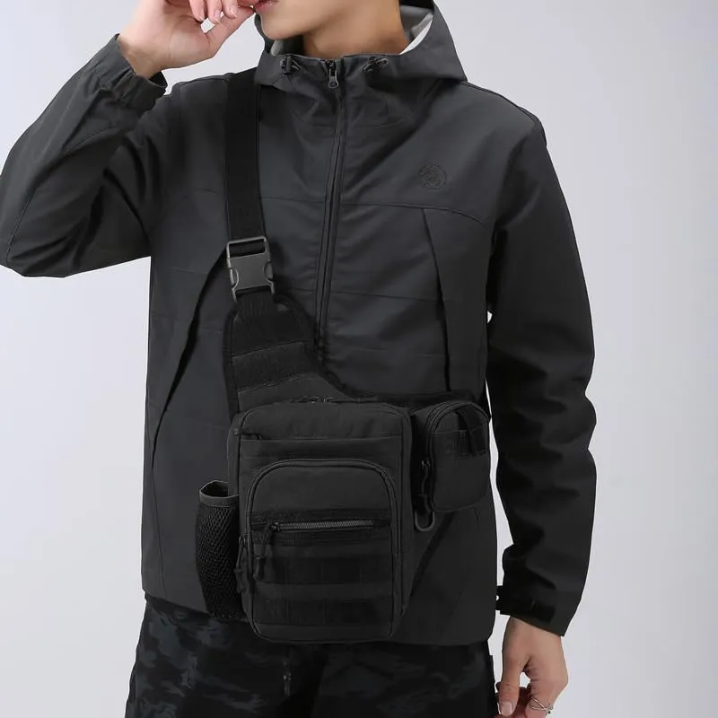 Tactical Backpack Multifunctional Outdoor Large Capacity Sling Shoulder Crossbody Bag for Every Day Carry (Black)