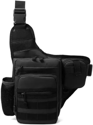 Tactical Backpack Multifunctional Outdoor Large Capacity Sling Shoulder Crossbody Bag for Every Day Carry (Black)
