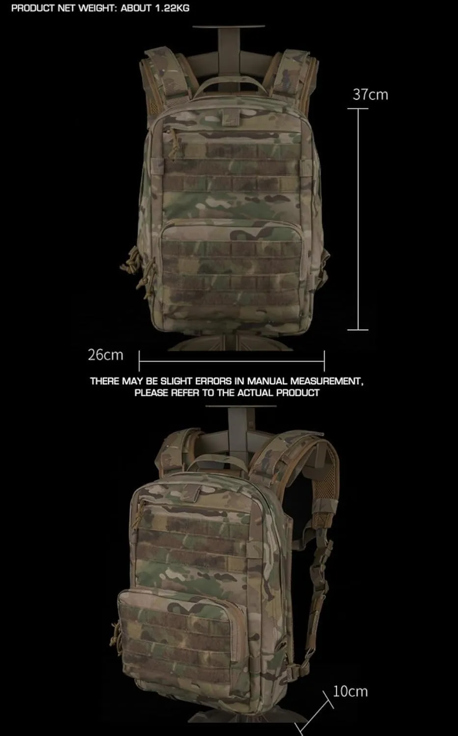 Tactical Backpack Outdoor Large Capacity Equipment Pack Can be External Accessory Bag Hunting Hiking Camping Equip (BCP)