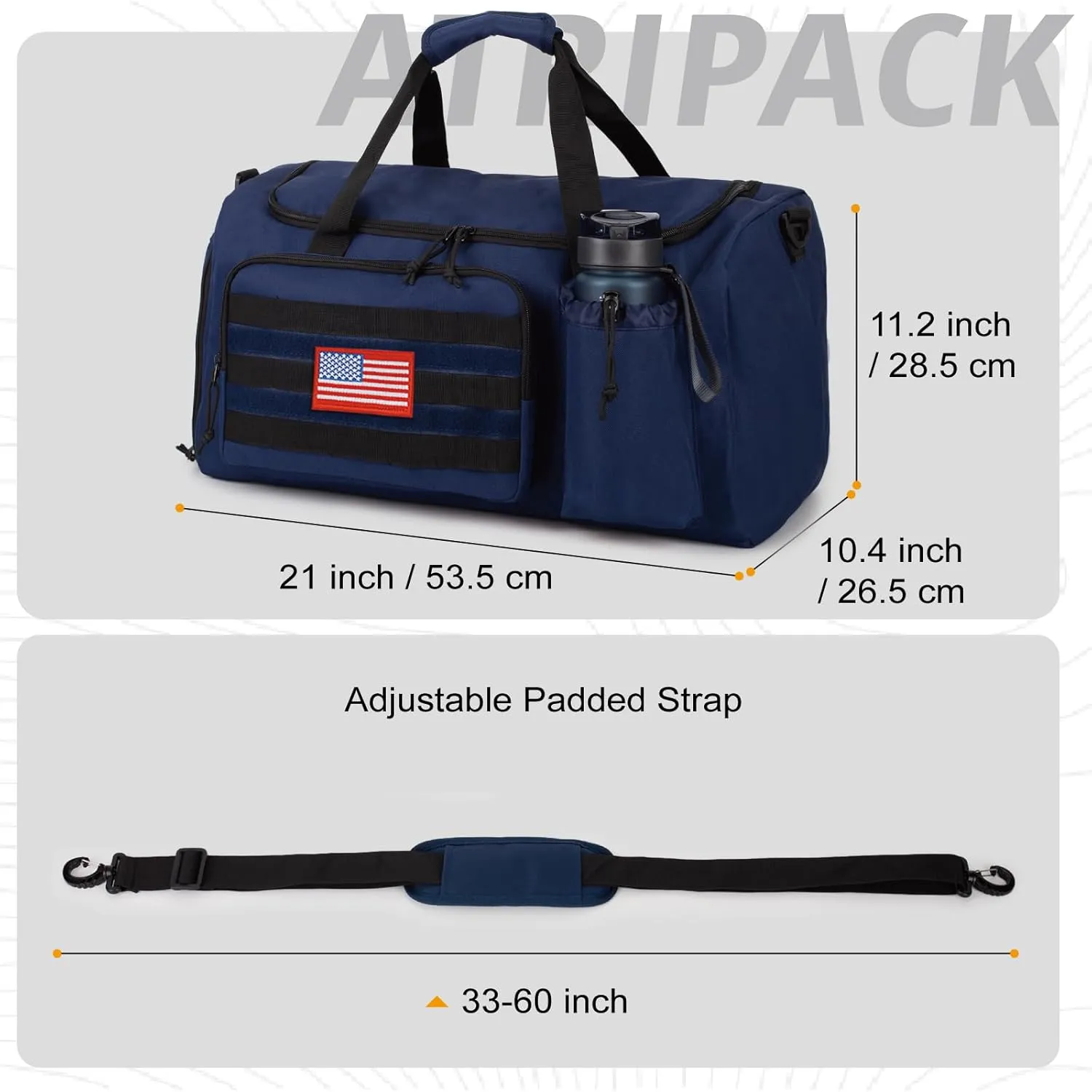 Tactical Gym Bag For Men, 40L Large Capacity Duffle Bags With Shoes Compartment, Sports Bag With Wet Compartment, Multi-Functional Weekend Bags Suitable For Travel, Camping,Hiking
