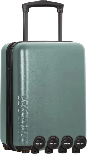 TAKE OFF Luggage 3.0 - Personal Item, 18x14x8 Inches, Underseat Suitcase with Removable Wheels, Hard Shell Luggage, Small Carry On Overnight Weekender, Airport & Travel Essentials, TSA Approved, Green