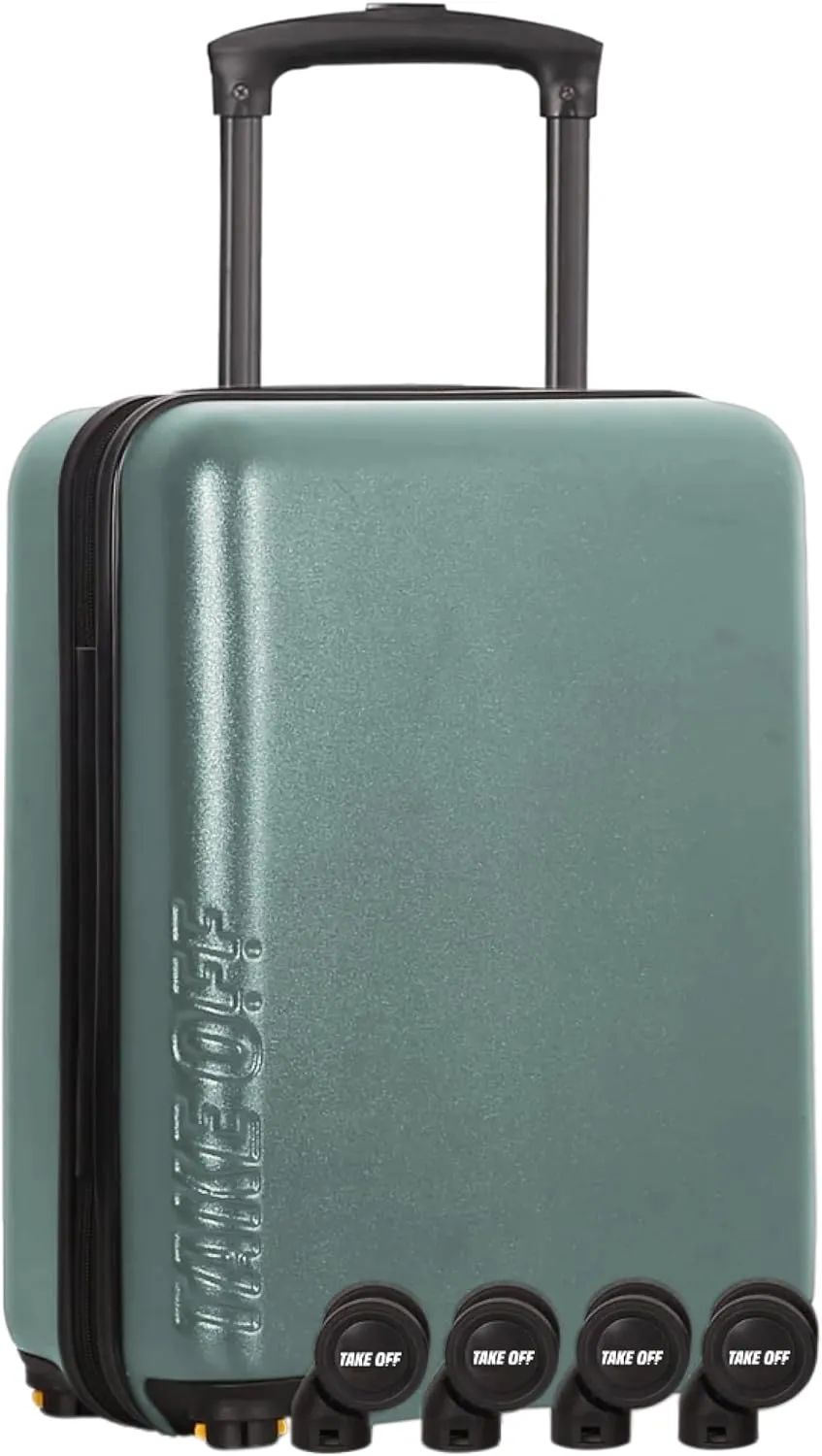 TAKE OFF Luggage 3.0 - Personal Item, 18x14x8 Inches, Underseat Suitcase with Removable Wheels, Hard Shell Luggage, Small Carry On Overnight Weekender, Airport & Travel Essentials, TSA Approved, Green