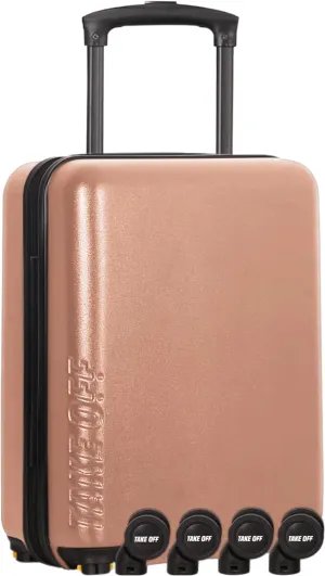 Take OFF Luggage 3.0 - Personal Item, 18x14x8 Inches, Underseat Suitcase with Removable Wheels, Hard Shell Luggage, Small Carry On Overnight Weekender, Airport & Travel Essentials, TSA Approved, Rose