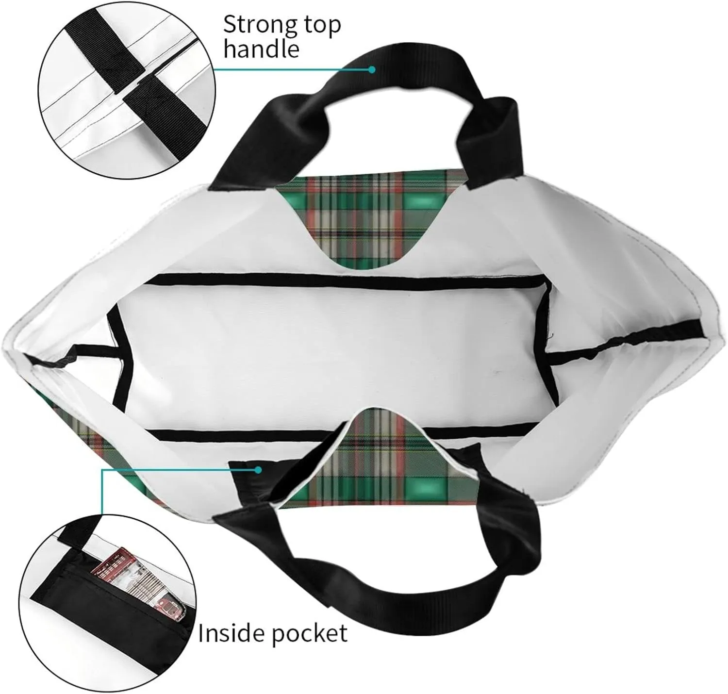 Tartan Tote Bag For Women Weekender Travel Bag Reusable Grocery Bags Large Totes Handbags