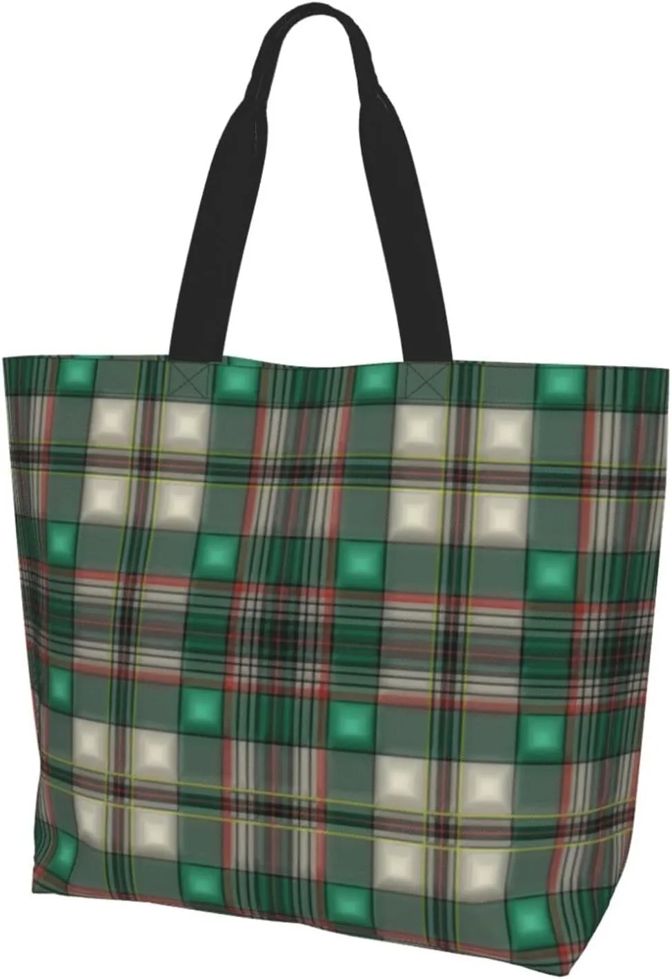 Tartan Tote Bag For Women Weekender Travel Bag Reusable Grocery Bags Large Totes Handbags