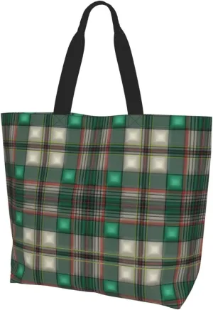 Tartan Tote Bag For Women Weekender Travel Bag Reusable Grocery Bags Large Totes Handbags