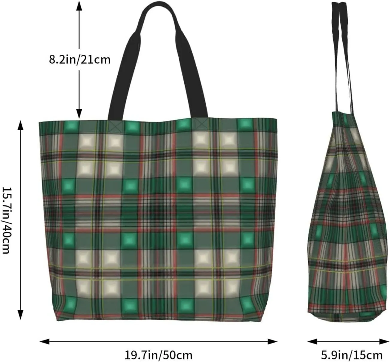 Tartan Tote Bag For Women Weekender Travel Bag Reusable Grocery Bags Large Totes Handbags