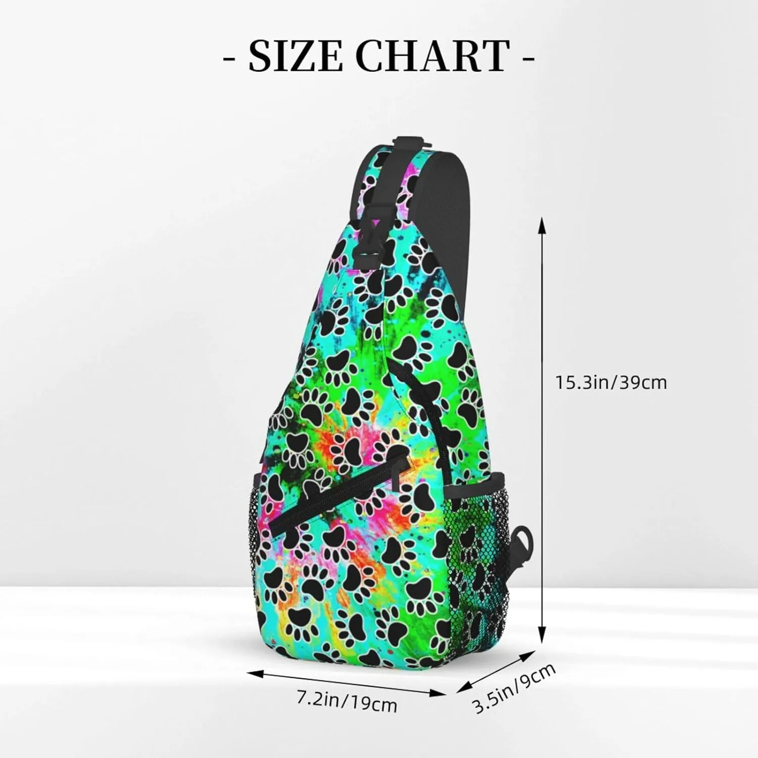 Tie Dye Print Sling Bag for Men and Women,Dog Paw Crossbody Bag Fashion, Casual Chest Bag for Travel