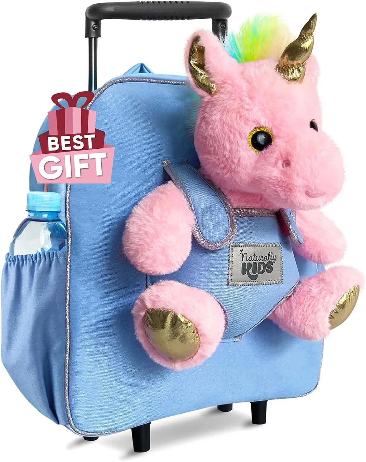 Toddler Luggage for Girls w Unicorn Toys, Kids Rolling Backpack for Girls, Toddler Suitcase, Gifts for 3 4 5 6 Year Old