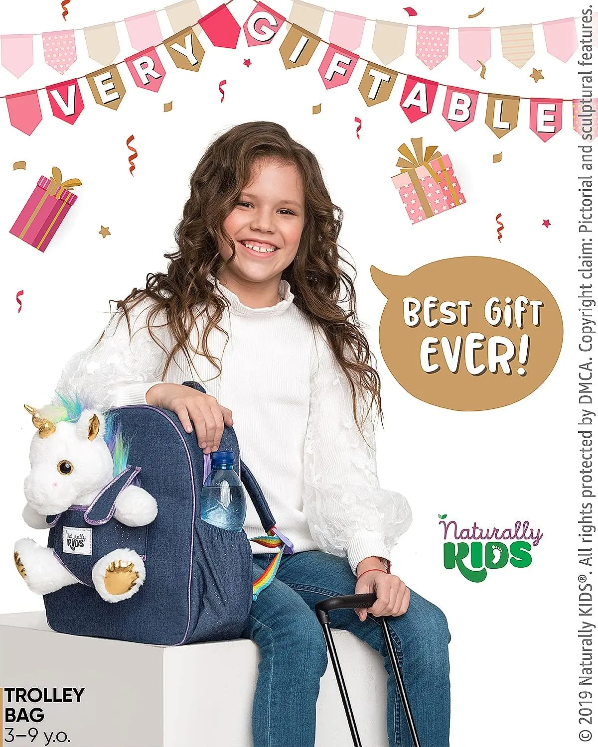 Toddler Luggage for Girls w Unicorn Toys, Kids Rolling Backpack for Girls, Toddler Suitcase, Gifts for 3 4 5 6 Year Old