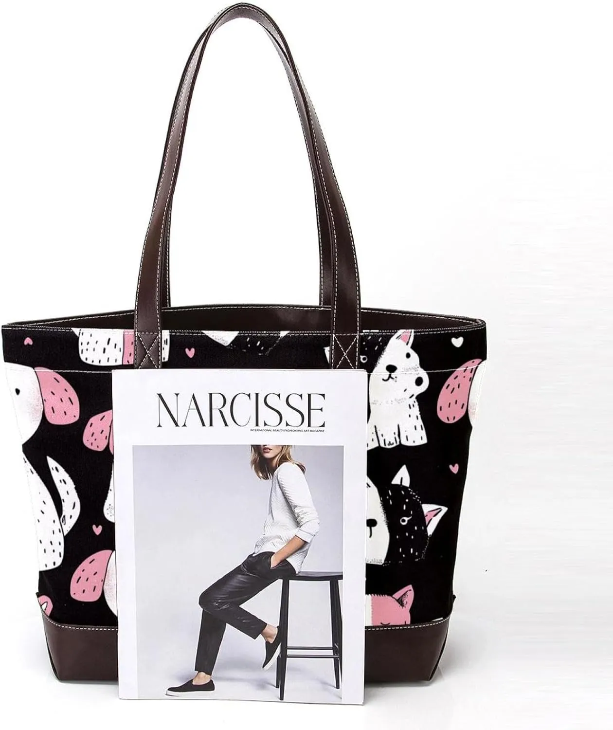 Tote Bag for Women, Large Tote Bags for Women, Women's Tote Handbags, Sheep Cat Dog Cartoon Animal, Totes for Women