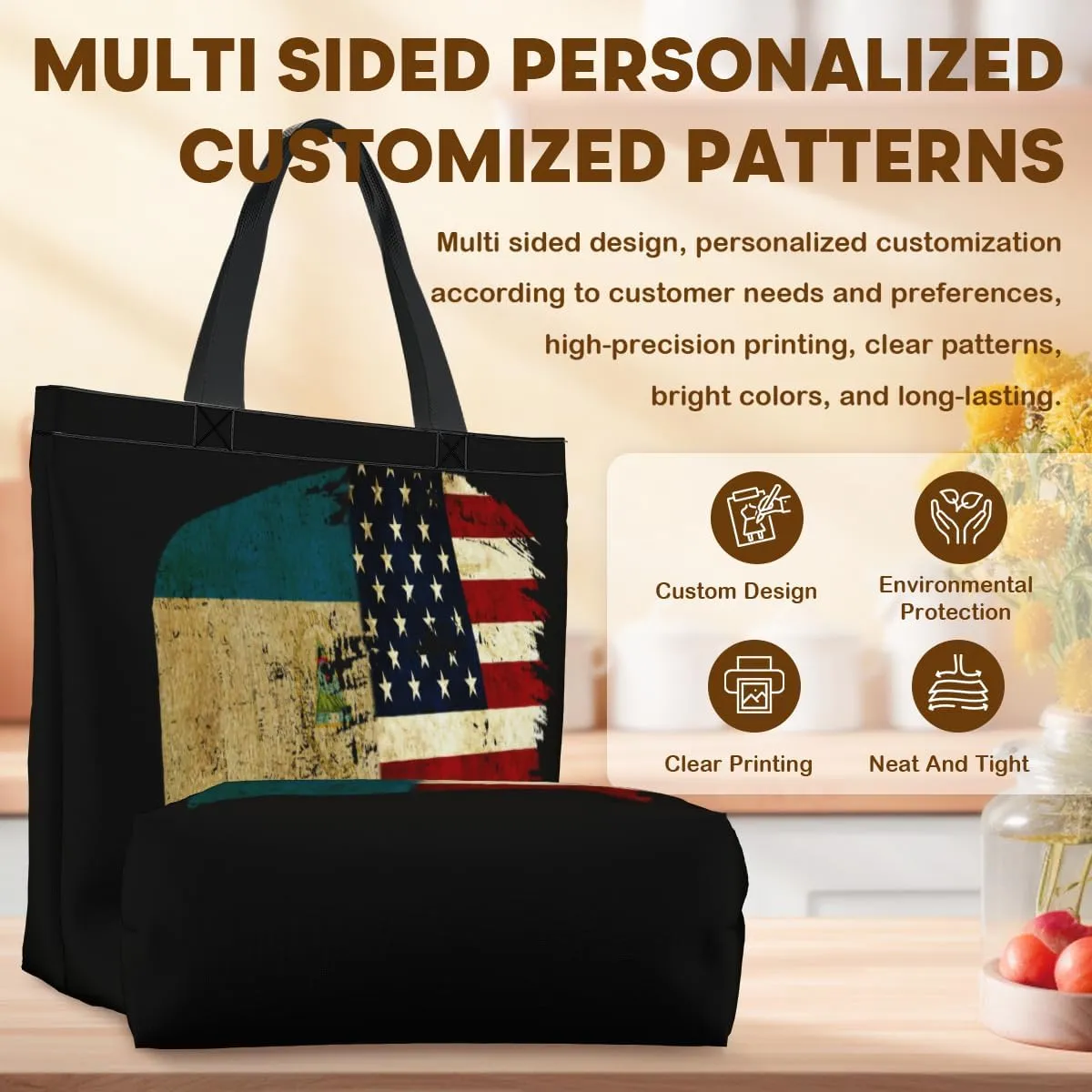 Tote Bag for Women Men Large Reusable Beach Shoulder Bags With Zipper for Gym Shopping Travel Gifts Yoga