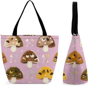 Tote Bag for Women Reusable Grocery Bags Shopping Bags Mushroom Motif Handbag Casual Shoulder Bag