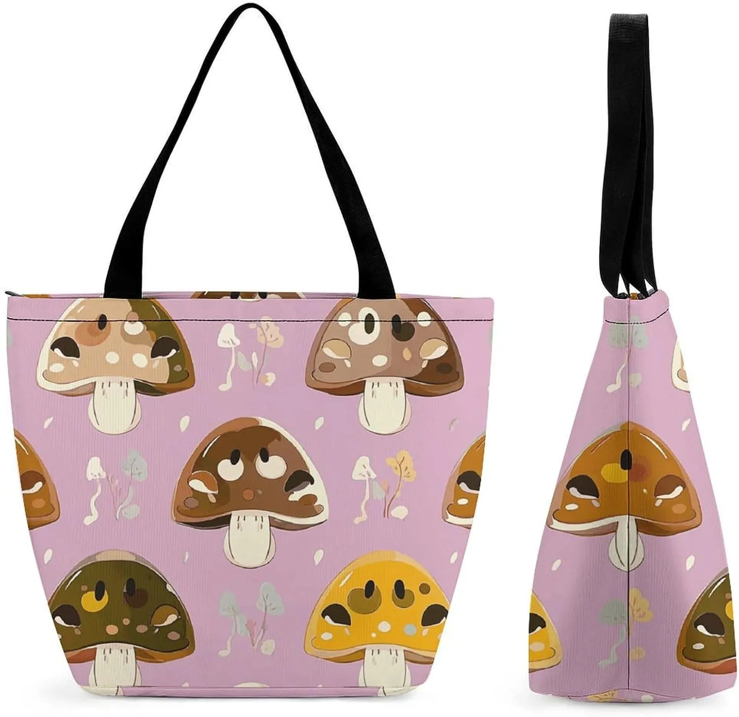 Tote Bag for Women Reusable Grocery Bags Shopping Bags Mushroom Motif Handbag Casual Shoulder Bag
