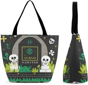 Tote Bag for Women Reusable Grocery Bags Shopping Bags Tombstone And Skull Handbag Casual Shoulder Bag