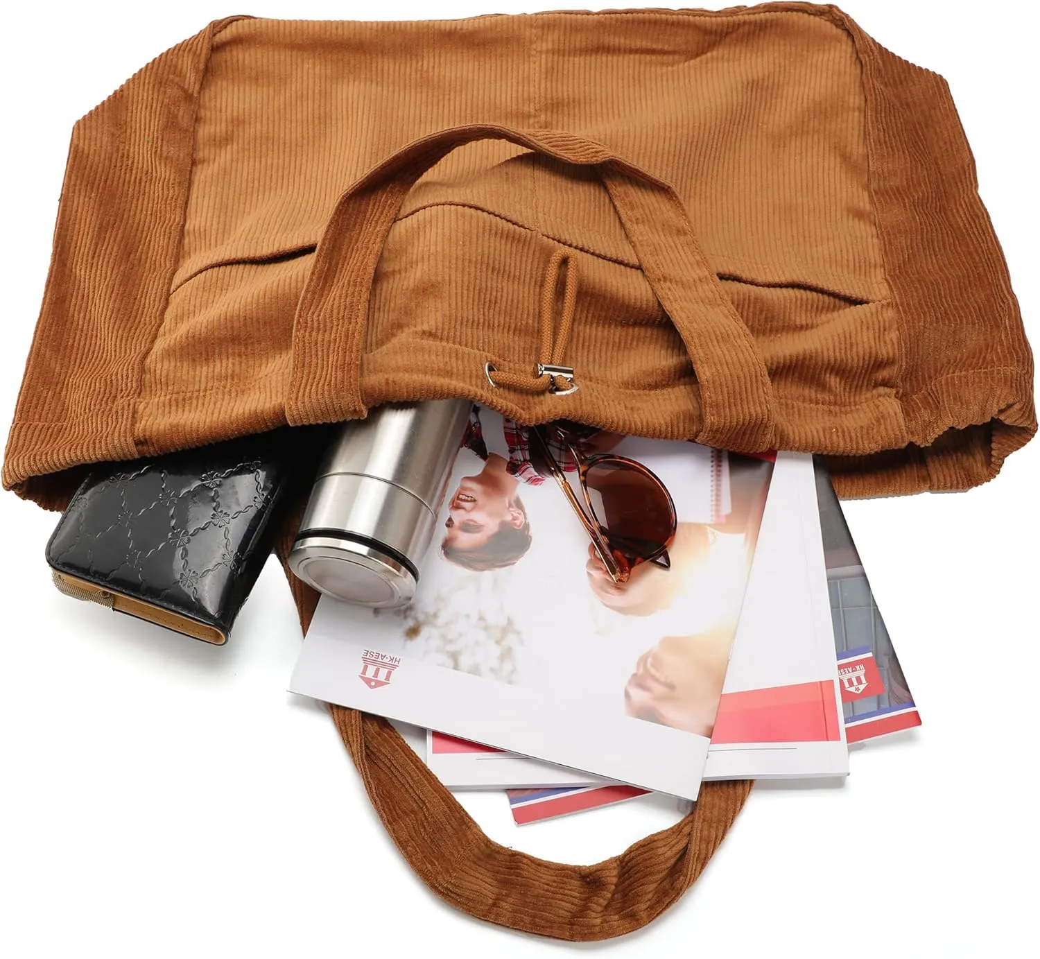 Tote Bag for Women,Corduroy Lightweight Large Capacity Shoulder Bags with Drawstring, Casual Handbag for Travel, Work