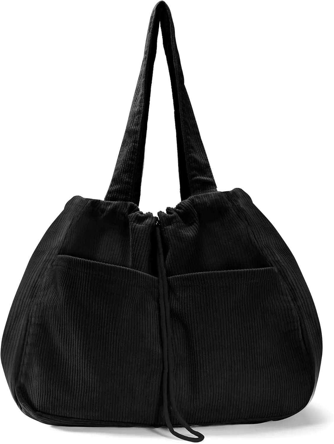 Tote Bag for Women,Corduroy Lightweight Large Capacity Shoulder Bags with Drawstring, Casual Handbag for Travel, Work