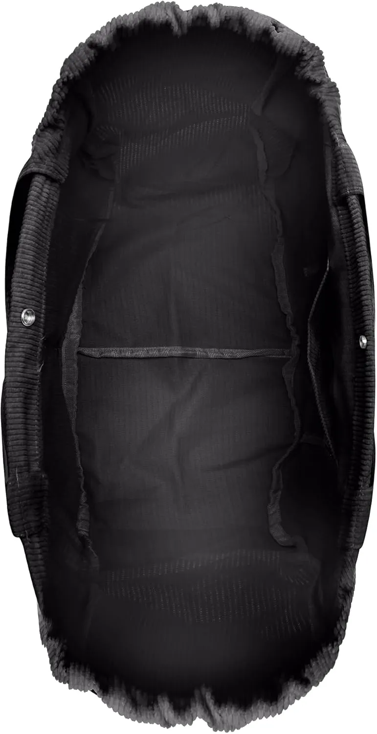 Tote Bag for Women,Corduroy Lightweight Large Capacity Shoulder Bags with Drawstring, Casual Handbag for Travel, Work