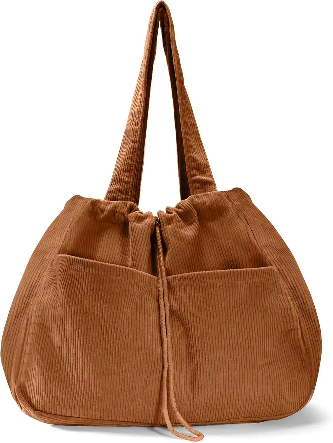 Tote Bag for Women,Corduroy Lightweight Large Capacity Shoulder Bags with Drawstring, Casual Handbag for Travel, Work