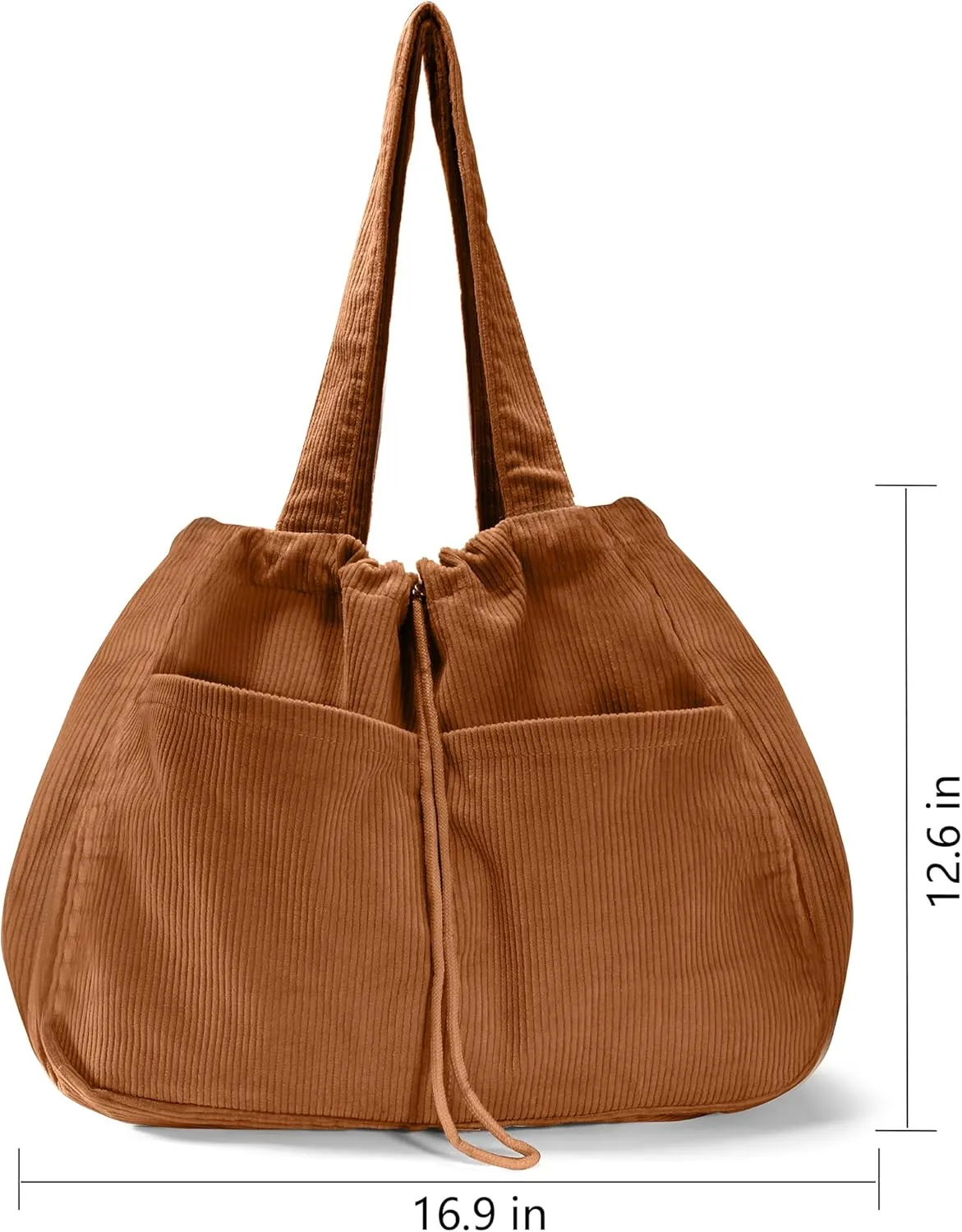 Tote Bag for Women,Corduroy Lightweight Large Capacity Shoulder Bags with Drawstring, Casual Handbag for Travel, Work