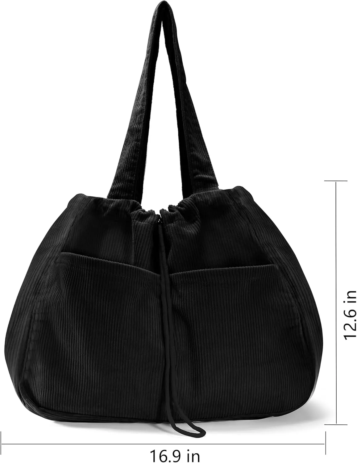 Tote Bag for Women,Corduroy Lightweight Large Capacity Shoulder Bags with Drawstring, Casual Handbag for Travel, Work