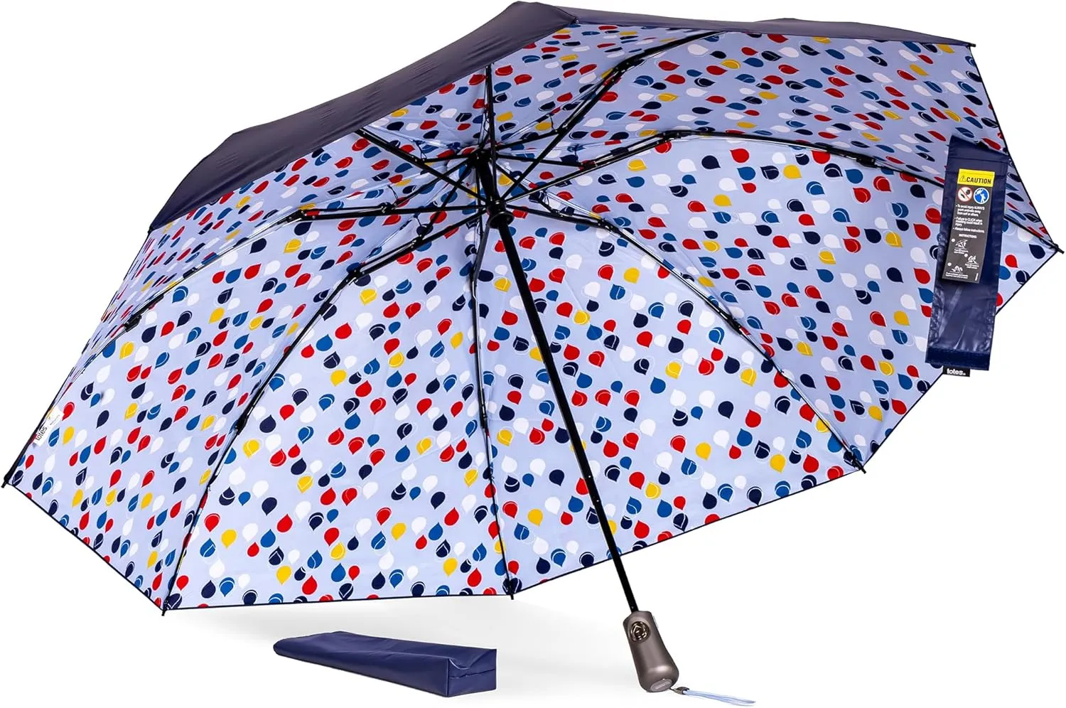 totes Reverse Close Folding Inbrella with Auto Open Close and Compact, Windproof Design, Black