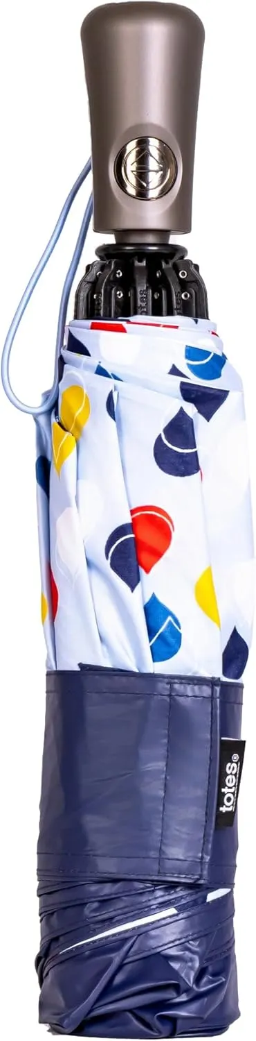 totes Reverse Close Folding Inbrella with Auto Open Close and Compact, Windproof Design, Black