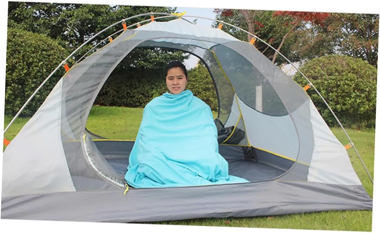 Totority Outdoor Sleeping Bags for Adults Fleece Winter Camping Cool Weather Blue