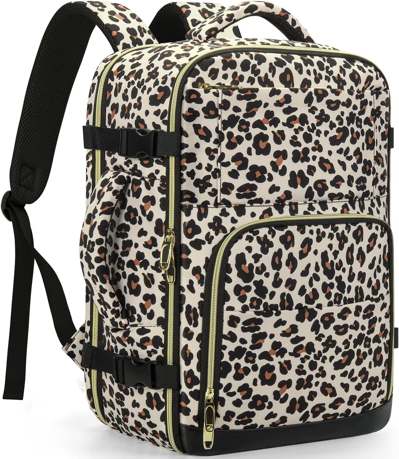 Travel Backpack For Women, Carry On Backpack for Men Flight Approved Airline Personal Item Travel Bag TSA Business 15.6 inch Laptop Mochila, Travels Essentials Bookbag for Work Weekender(Leopard)