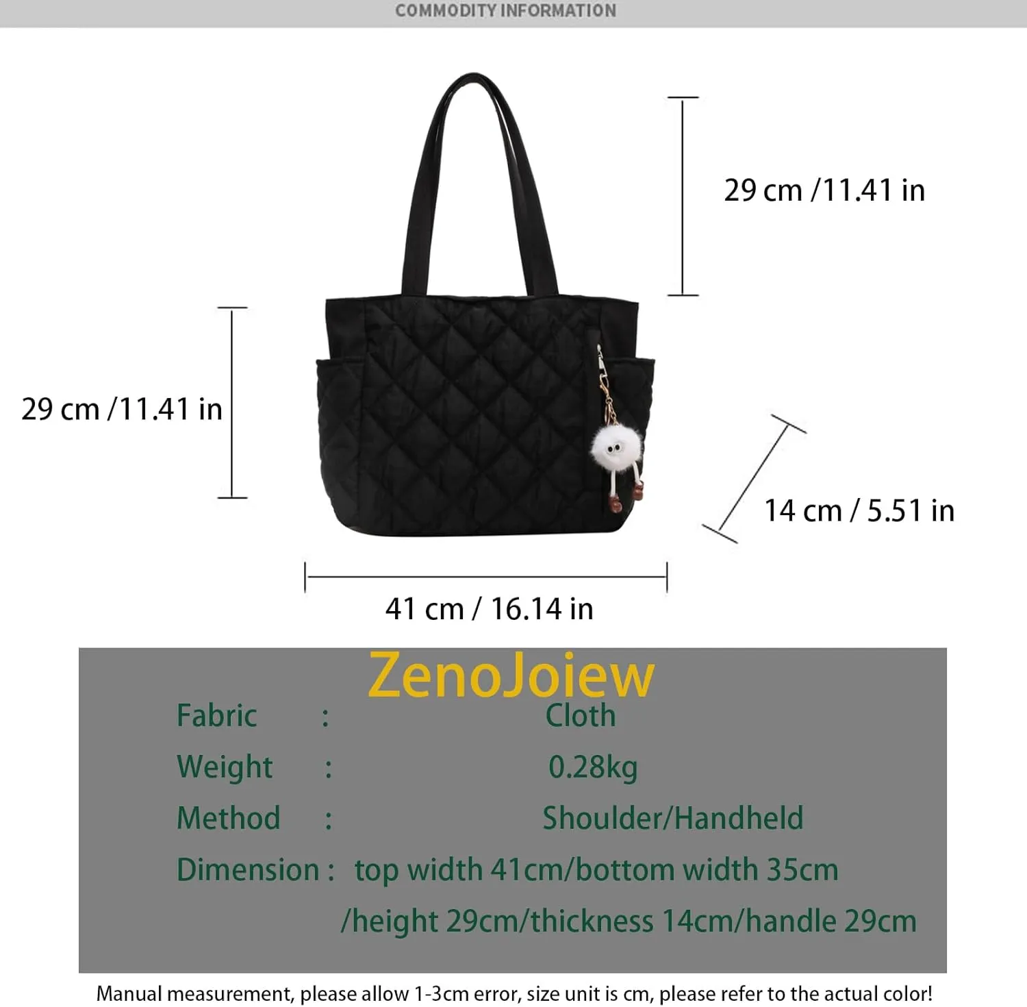 Travel Totes，Puffer Work Tote Bag for Women, Quilted Puffy Bag with compartments