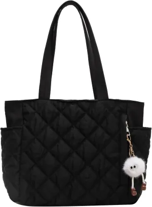 Travel Totes，Puffer Work Tote Bag for Women, Quilted Puffy Bag with compartments