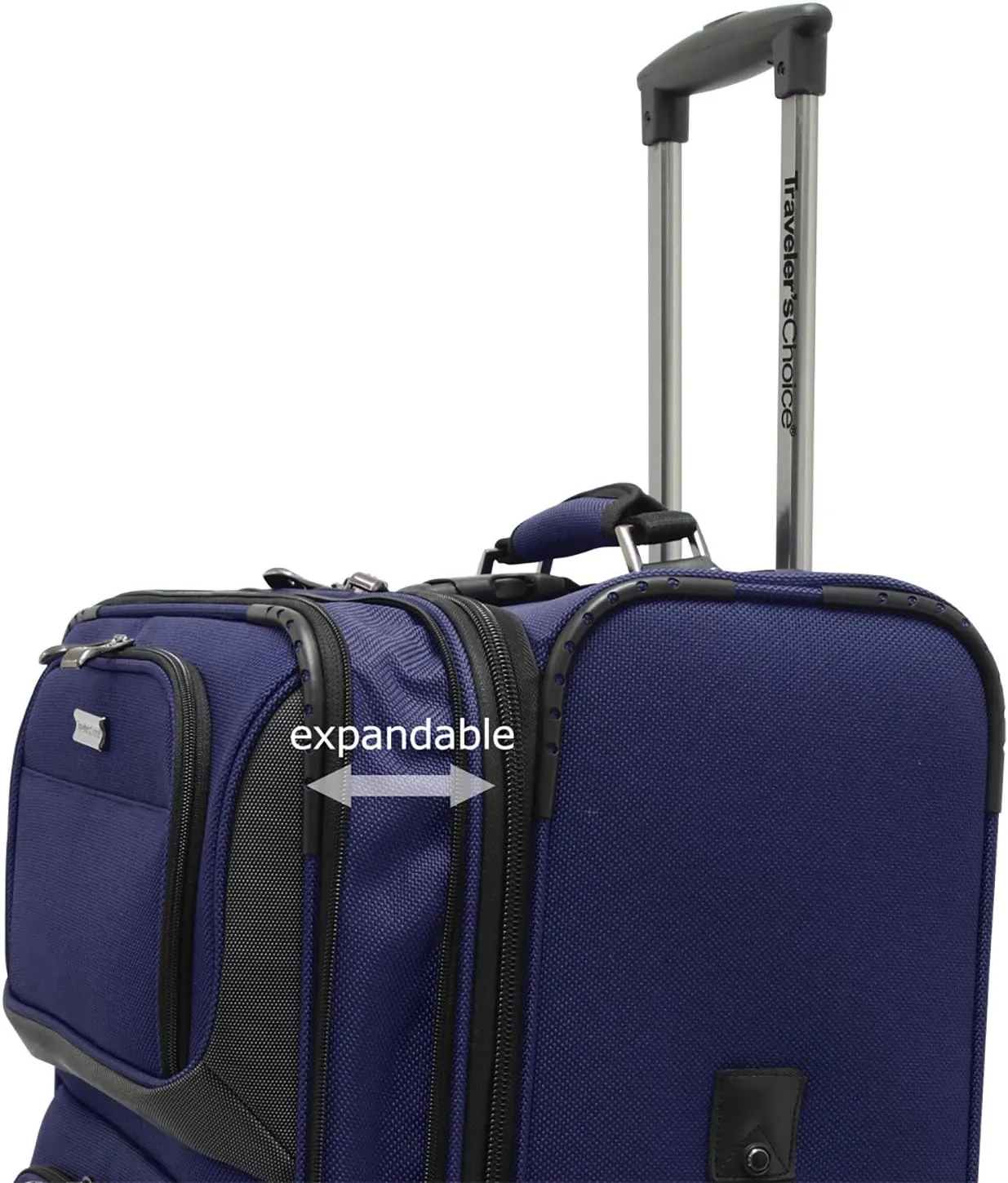 Traveler's Choice Conventional II Expandable Rugged Rollaboard Luggage, Navy, Checked-Medium 25-Inch
