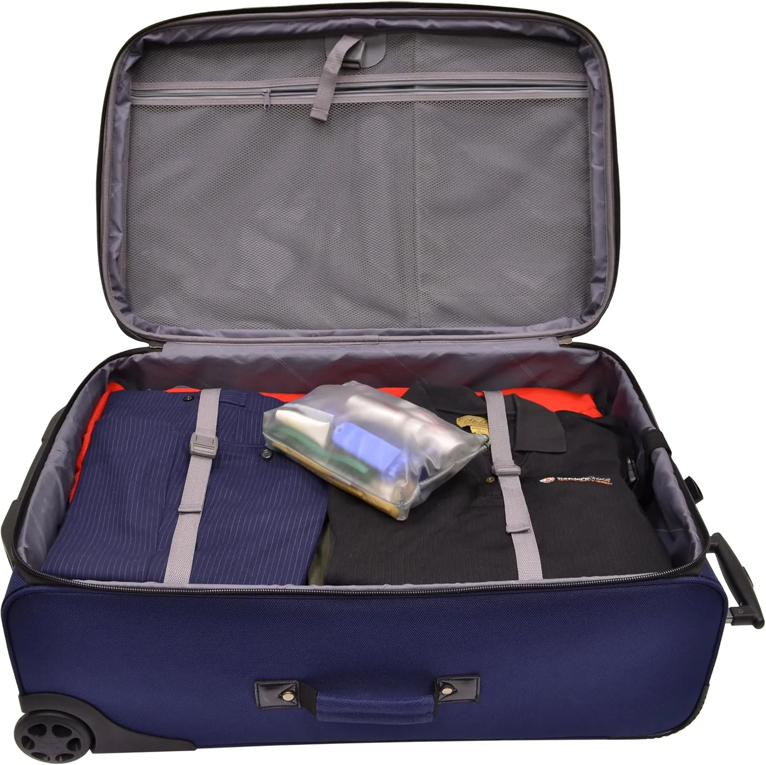 Traveler's Choice Conventional II Expandable Rugged Rollaboard Luggage, Navy, Checked-Medium 25-Inch