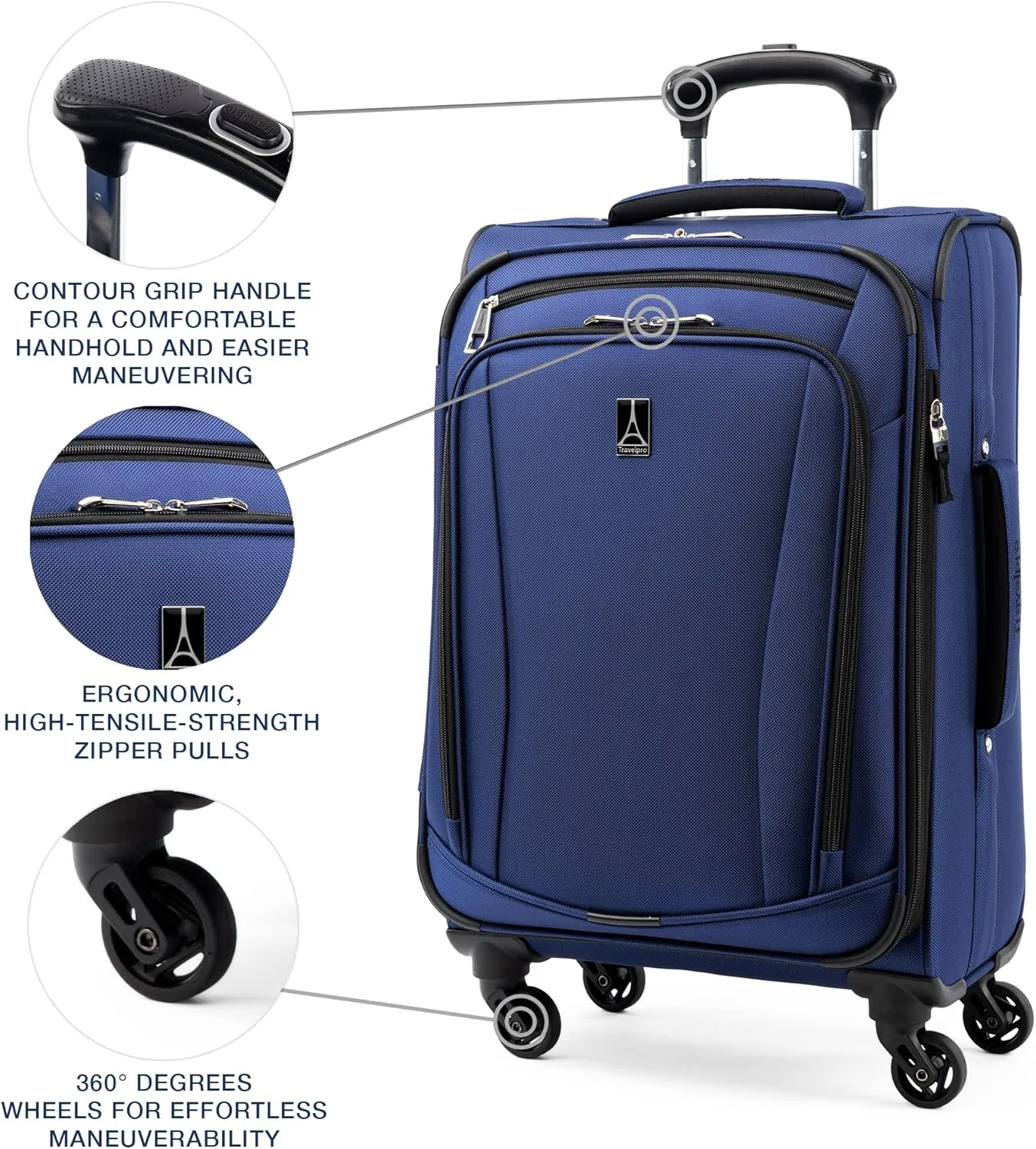 Travelpro Runway 3 piece Luggage Set, Carry on UnderSeat Luggage Soft Tote, Carry-on & Convertible Medium to Large 28-Inch Check-in Expandable Luggage, 4 Spinner Wheels, Softside Suitcase, Blue