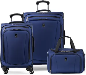 Travelpro Runway 3 piece Luggage Set, Carry on UnderSeat Luggage Soft Tote, Carry-on & Convertible Medium to Large 28-Inch Check-in Expandable Luggage, 4 Spinner Wheels, Softside Suitcase, Blue