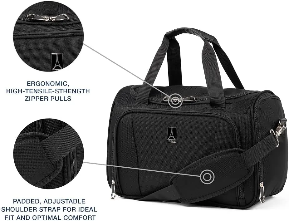 Travelpro Runway 3 piece Luggage Set, Carry on UnderSeat Luggage Soft Tote, Carry-on & Convertible Medium to Large Check-in Expandable Luggage, 4 Spinner Wheels, Softside Suitcase, Black