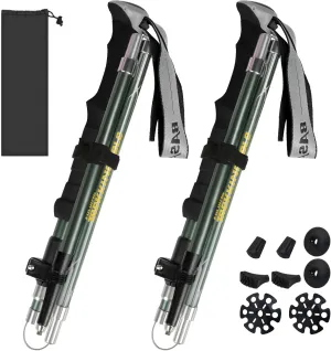 Trekking Poles Collapsible Hiking Poles for Men Women Upgraded Thickened Aircraft-Grade Aluminum Alloy Trekking Sticks with Tip Kits Carrying Bag