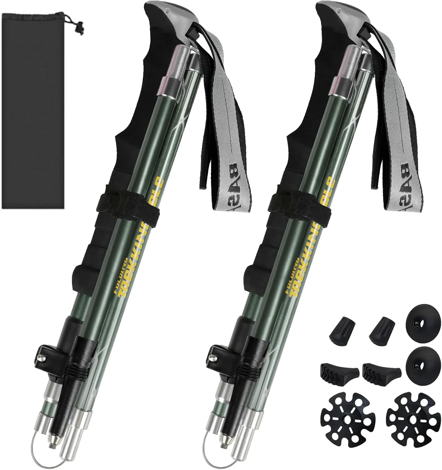 Trekking Poles Collapsible Hiking Poles for Men Women Upgraded Thickened Aircraft-Grade Aluminum Alloy Trekking Sticks with Tip Kits Carrying Bag