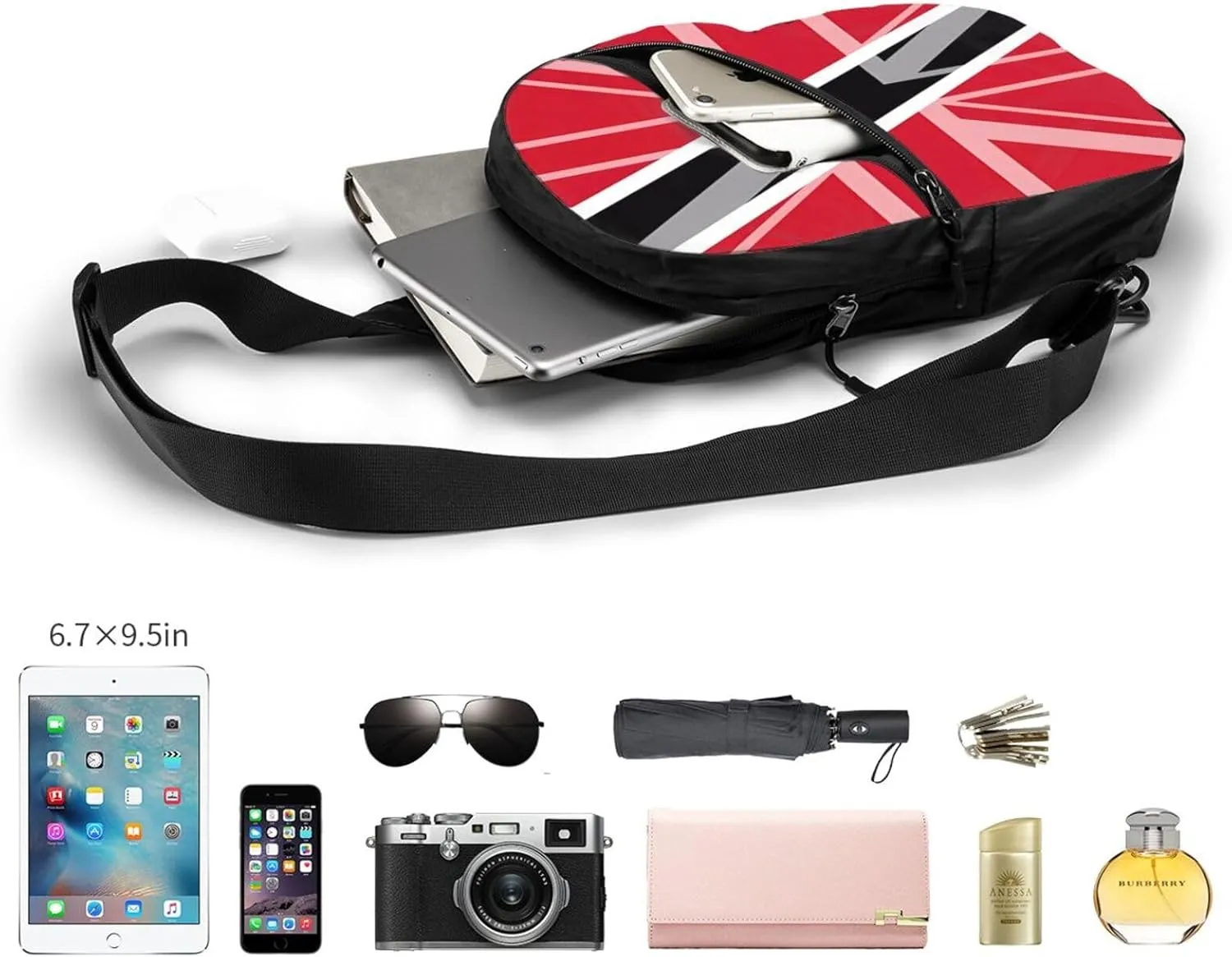 Trinidad and Tobago UK Flag Packable Crossbody Bag Portable Sling Bags Foldable Travel Daypack Reusable Sports Shoulder Backpack Diagonally Chest Bag for Workout