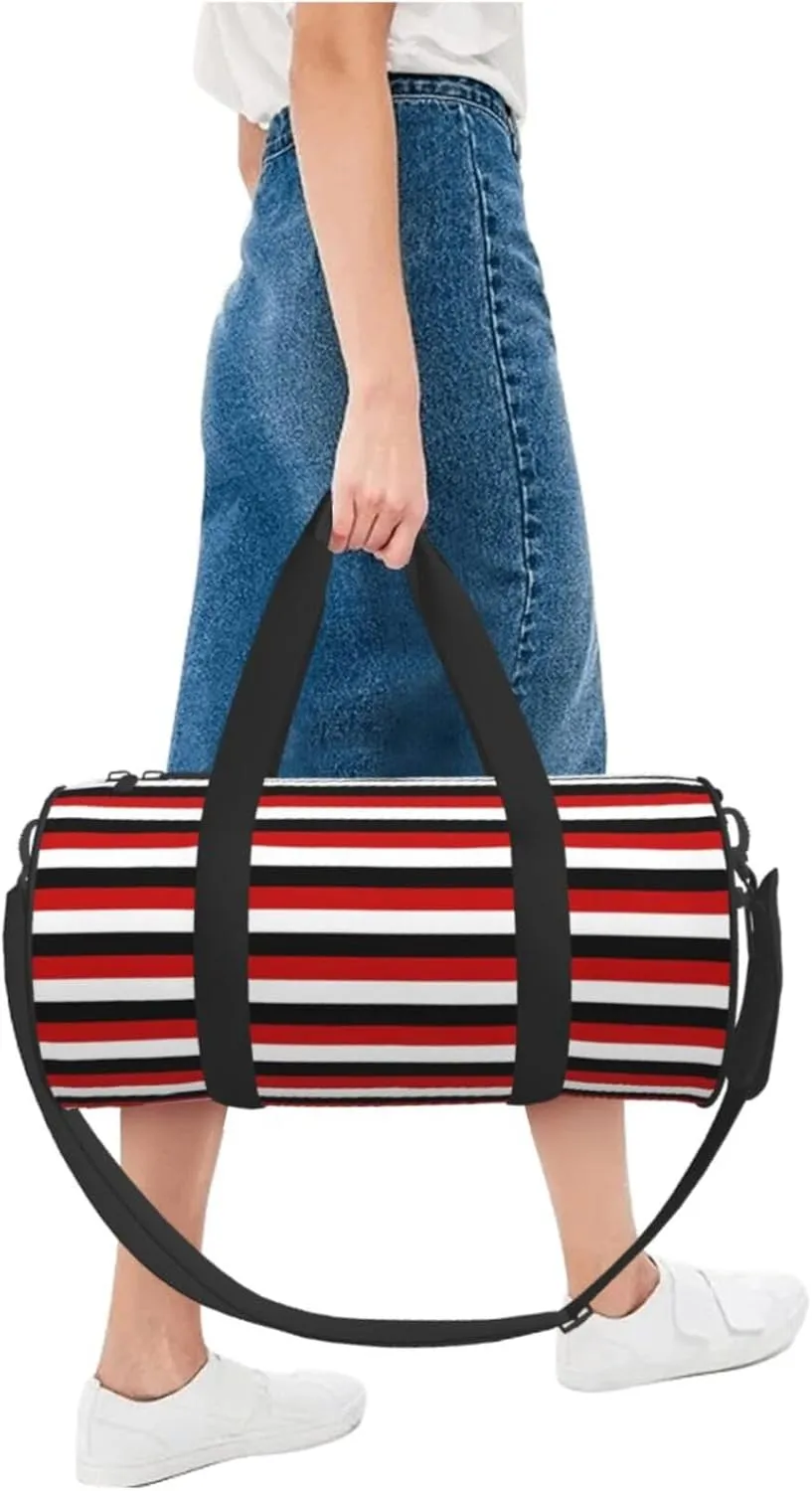 Trinidad And Tobago Yemen Flag Stripes Round Travel Duffel Bag Large Capacity Gym Sports Bags for Hiking Vacation Trips