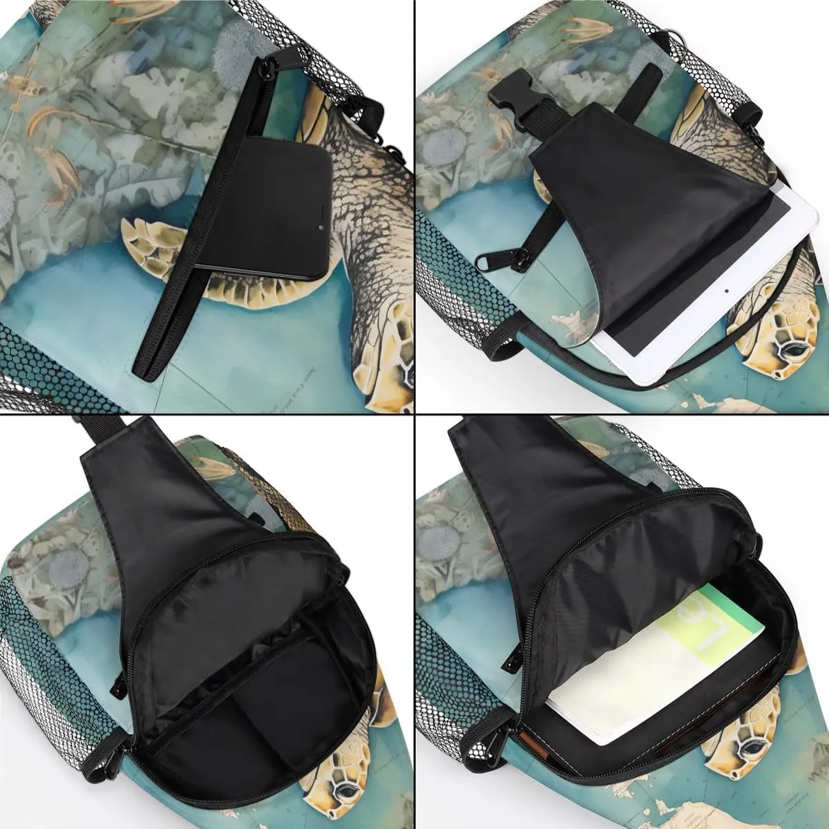 Tropical Turtle Sling Bag for Women Men, Waterproof Crossbody Sling Backpack Travel Outdoor Sports Chest Bag
