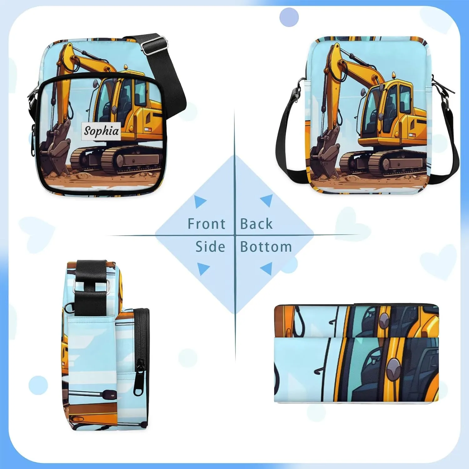 TropicalLife Personalized Crossbody Bag for Women Men Custom Name Messenger Bags