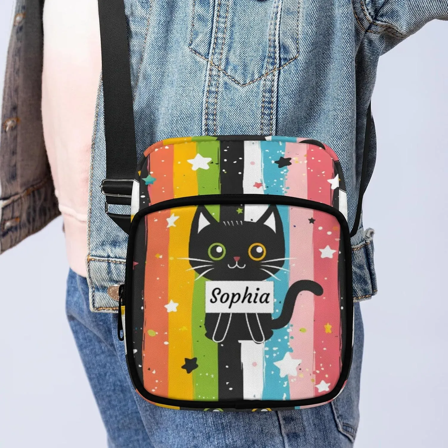 TropicalLife Personalized Crossbody Bag for Women Men Custom Name Messenger Bags
