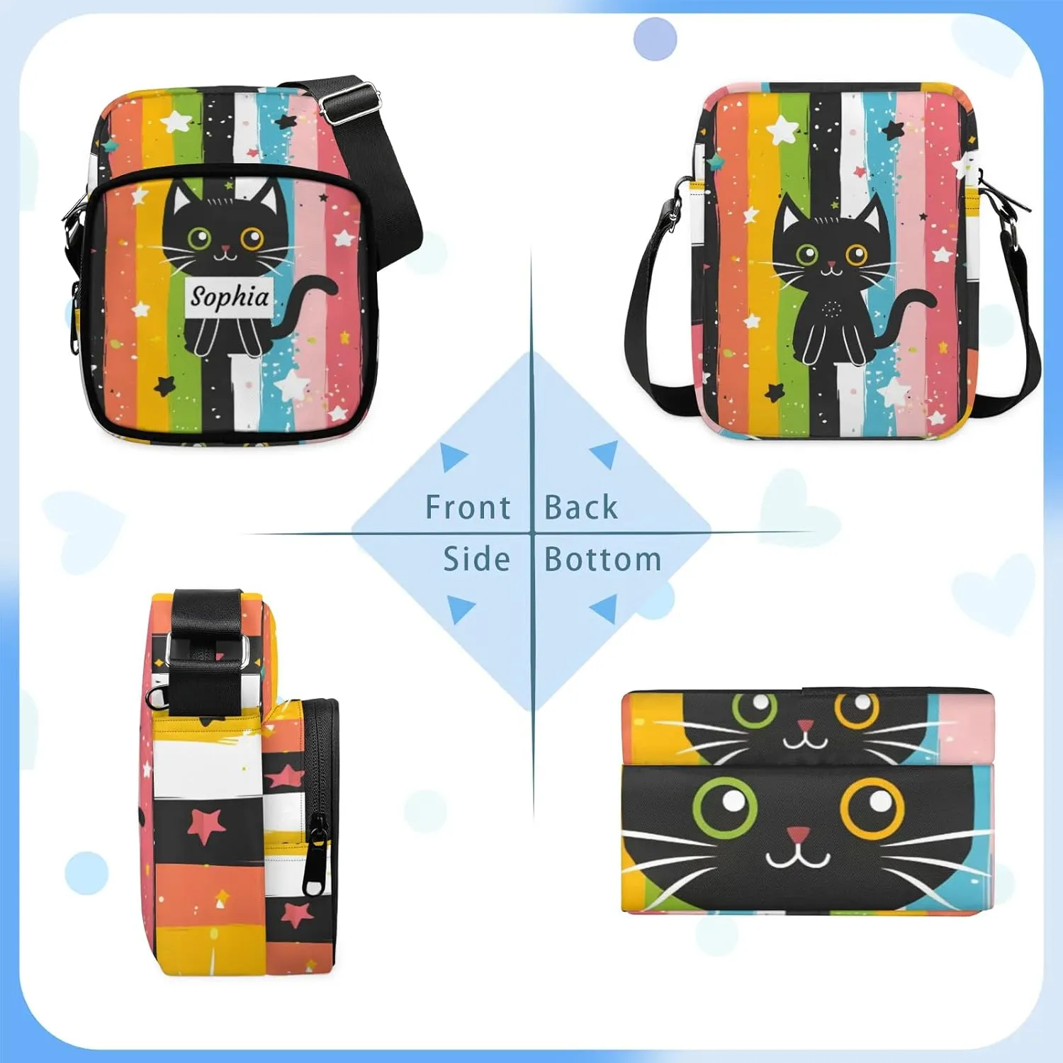 TropicalLife Personalized Crossbody Bag for Women Men Custom Name Messenger Bags